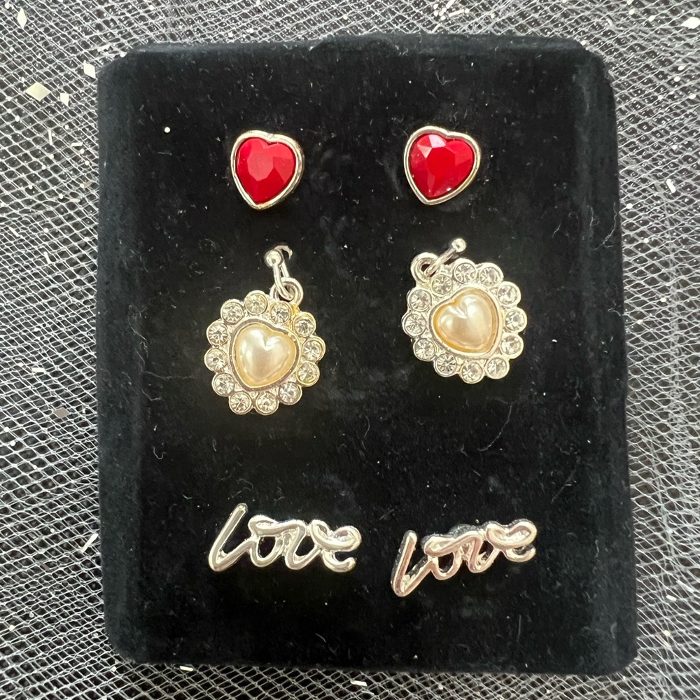NWT SET OF THREE LOVE EARRINGS